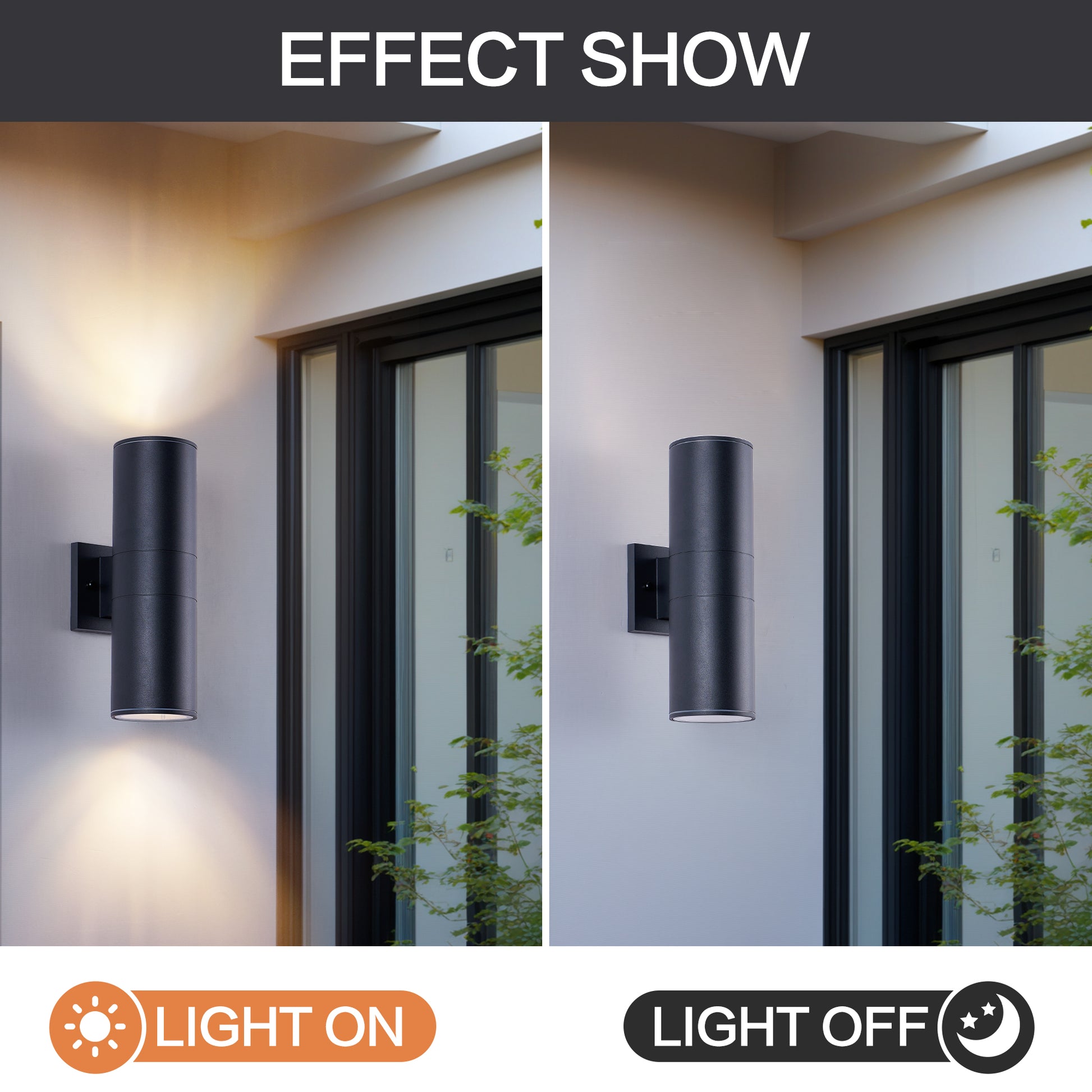 14" Matte Black Cylinder Outdoor Wall Sconce, Set of 2 - view 6
