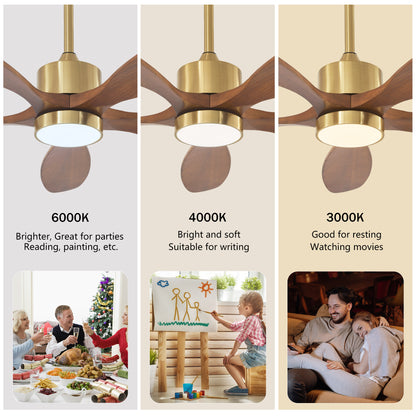 52" Gold Reversible Ceiling Fan with Light - view 9