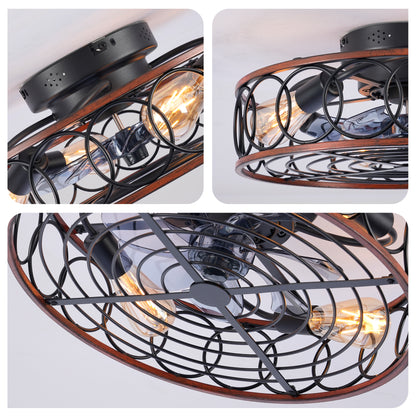 20" Matte Black Caged Ceiling Fan with Remote - view 15