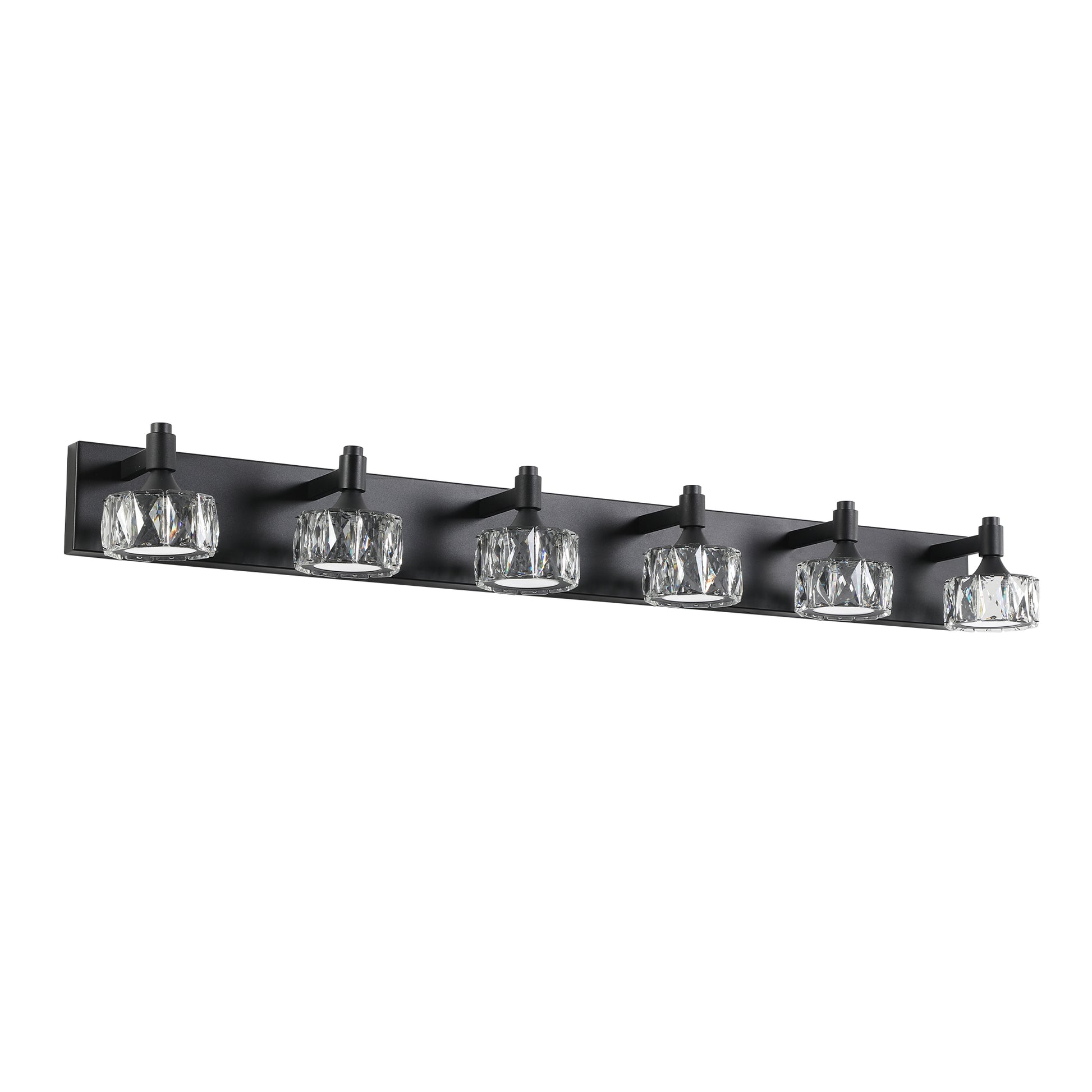 6-Light Matte Black LED Vanity Light with Crystal Glass - view 9