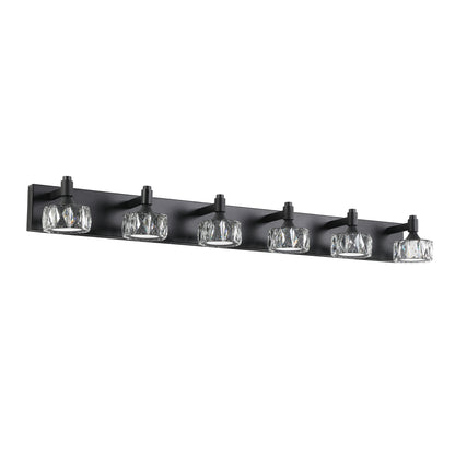 6-Light Matte Black LED Vanity Light with Crystal Glass - view 9