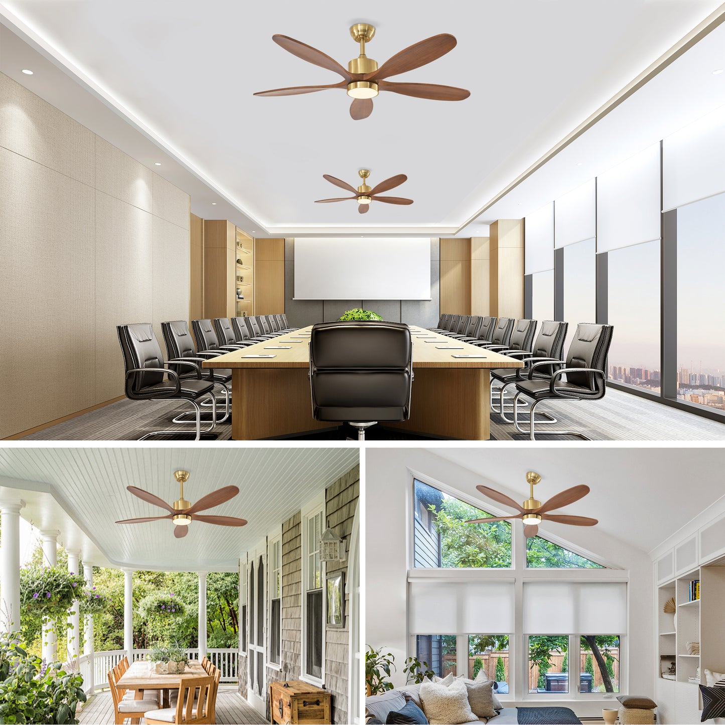 52" Gold Reversible Ceiling Fan with Light - view 6
