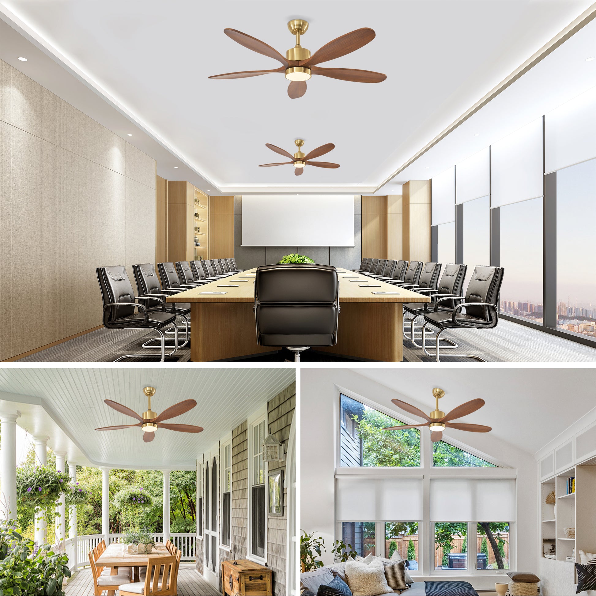52" Gold Reversible Ceiling Fan with Light - view 6