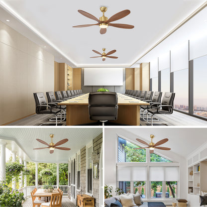 52" Gold Reversible Ceiling Fan with Light - view 6