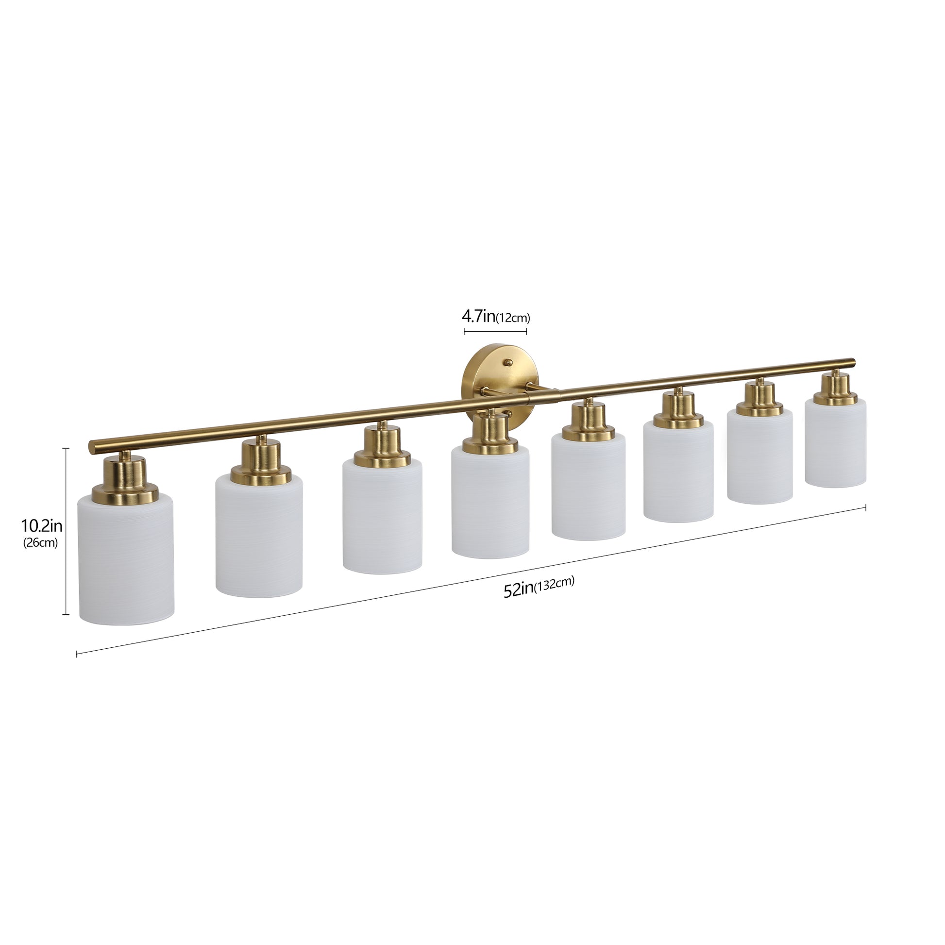 52" 8-Light Gold Vanity Light with Frosted Glass - view 9
