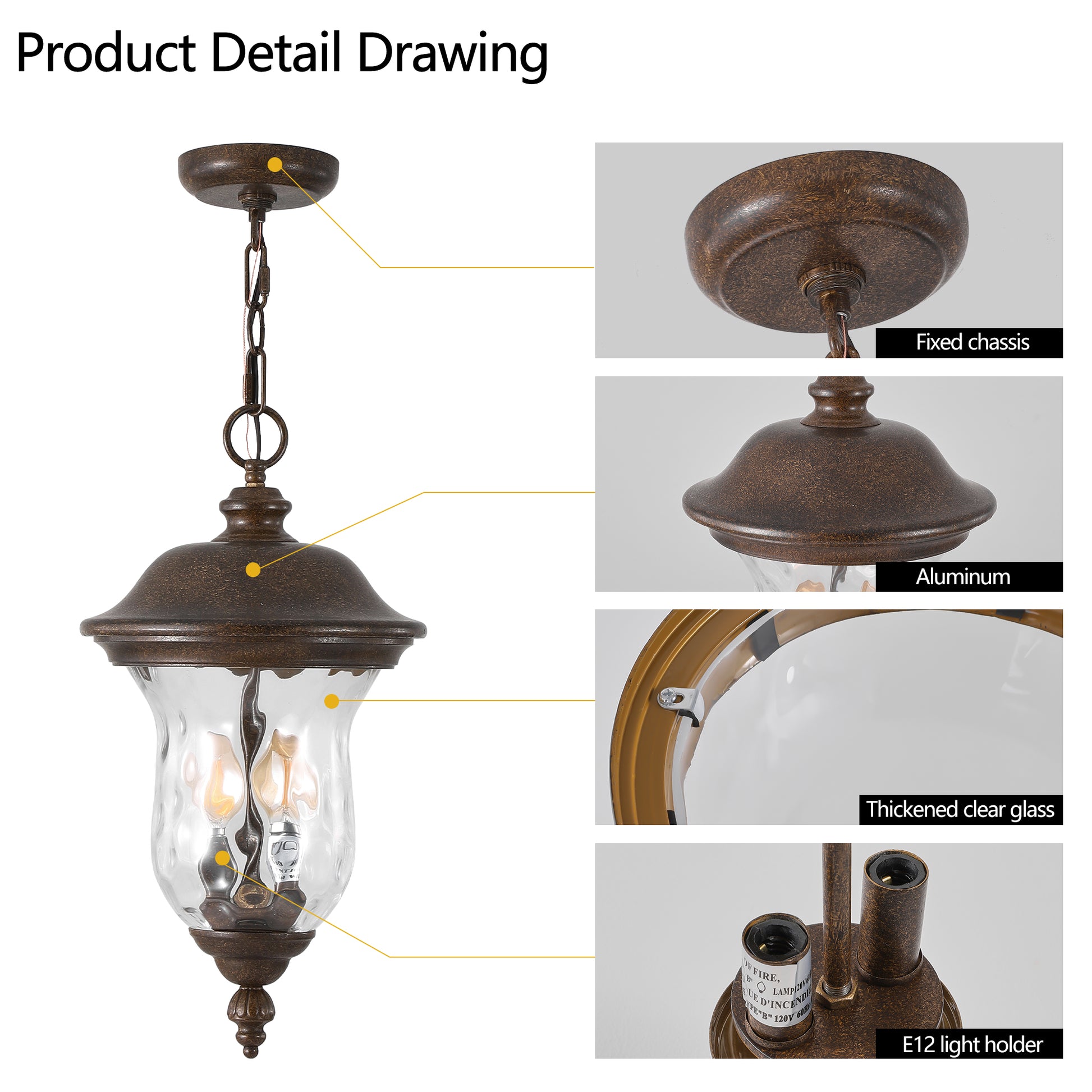Rustic Bronze Outdoor Hanging Lantern Pendant, 19"H - view 5