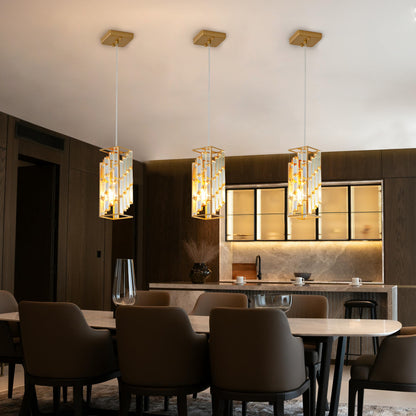 4" Gold Crystal Prism Pendant Light, Set of 3 - view 4