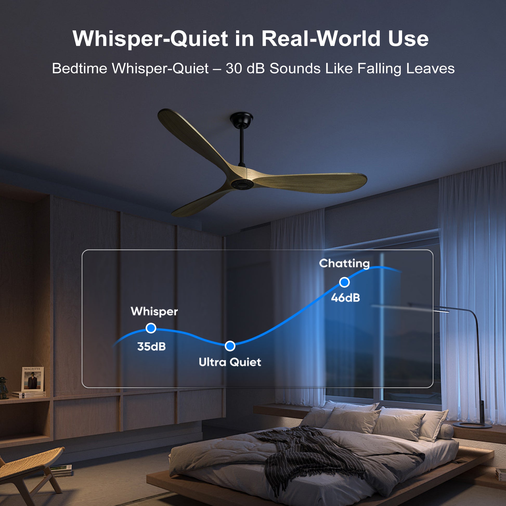 72" Ash Brown Solid Wood Ceiling Fan with Remote - view 13