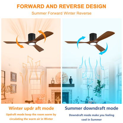 52" Matte Black & Wood Ceiling Fan with Dimmable LED - view 9