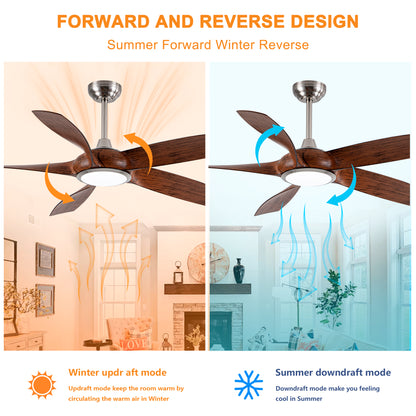 56" Nickel & Wood 5-Blade Ceiling Fan with Remote - view 10