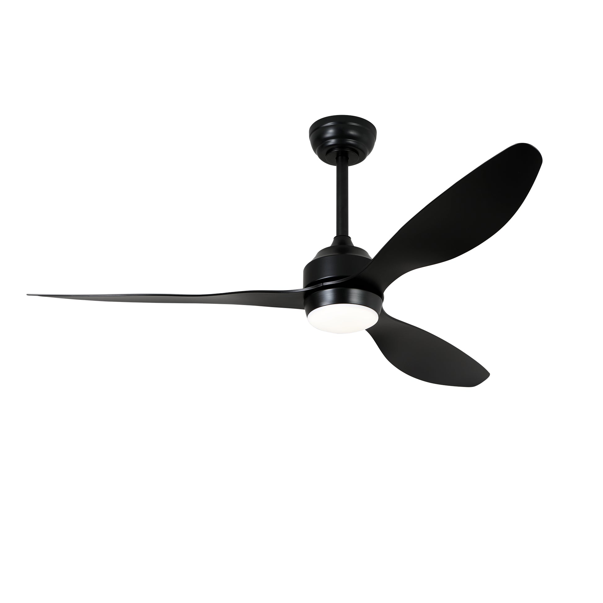 52" Matte Black 3-Blade Ceiling Fan with Light