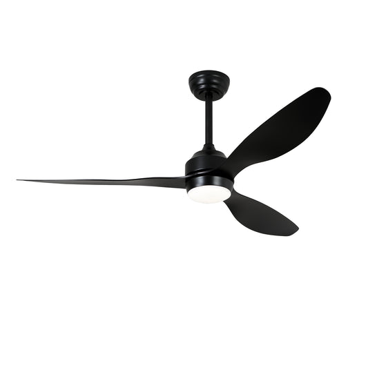 52" Matte Black 3-Blade Ceiling Fan with Light