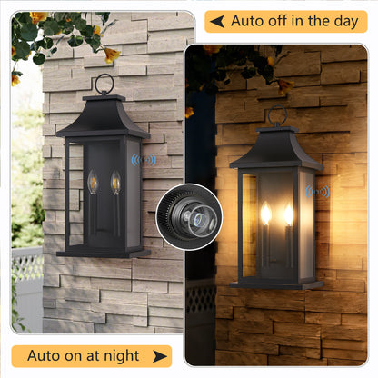 22.2" Black Dusk to Dawn Outdoor Wall Light, Set of 2 - view 6