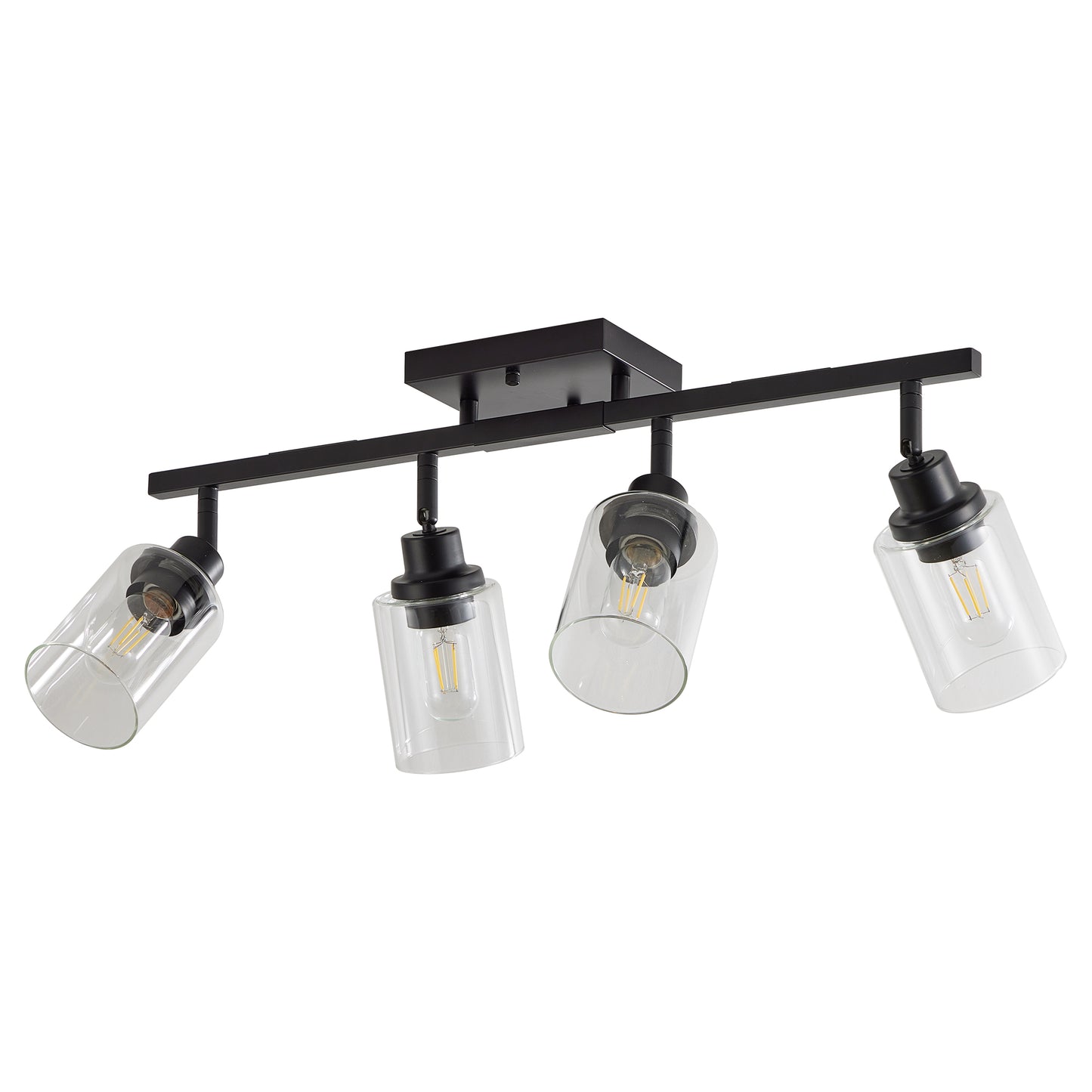 4-Light Black Track Light with Clear Glass Shades - view 9