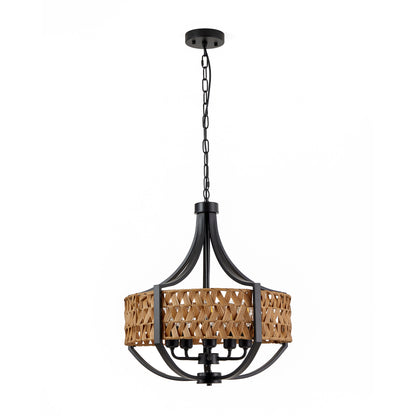 19.7" 5-Light Black Rattan Boho Chandelier - view 9