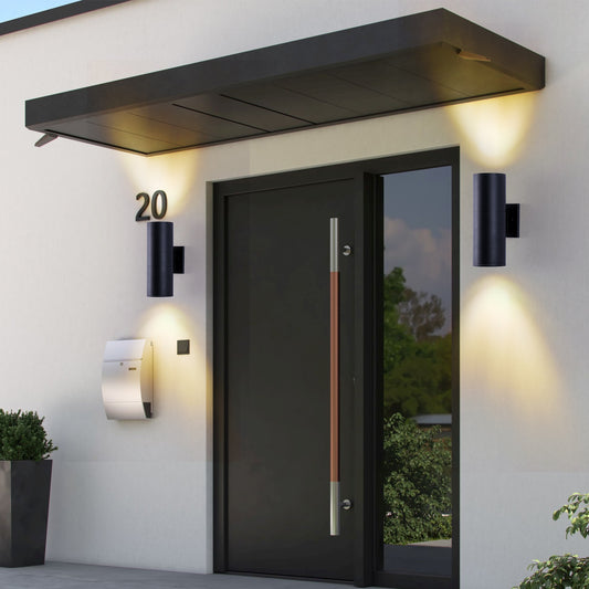 12" Matte Black Cylinder Outdoor Wall Light, 4-Pack - view 2