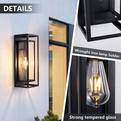 18" Black Outdoor Wall Lantern with Clear Glass, Set of 2 - view 5