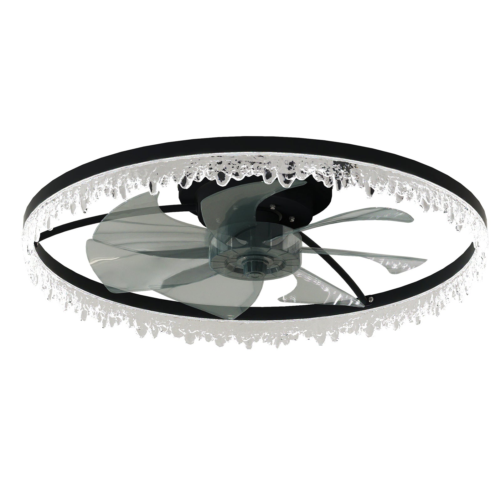 24" Black Crystal Flush Mount Ceiling Fan with Remote - view 8