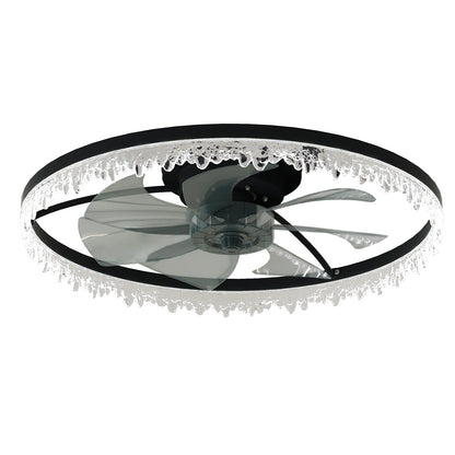 24" Black Crystal Flush Mount Ceiling Fan with Remote - view 8