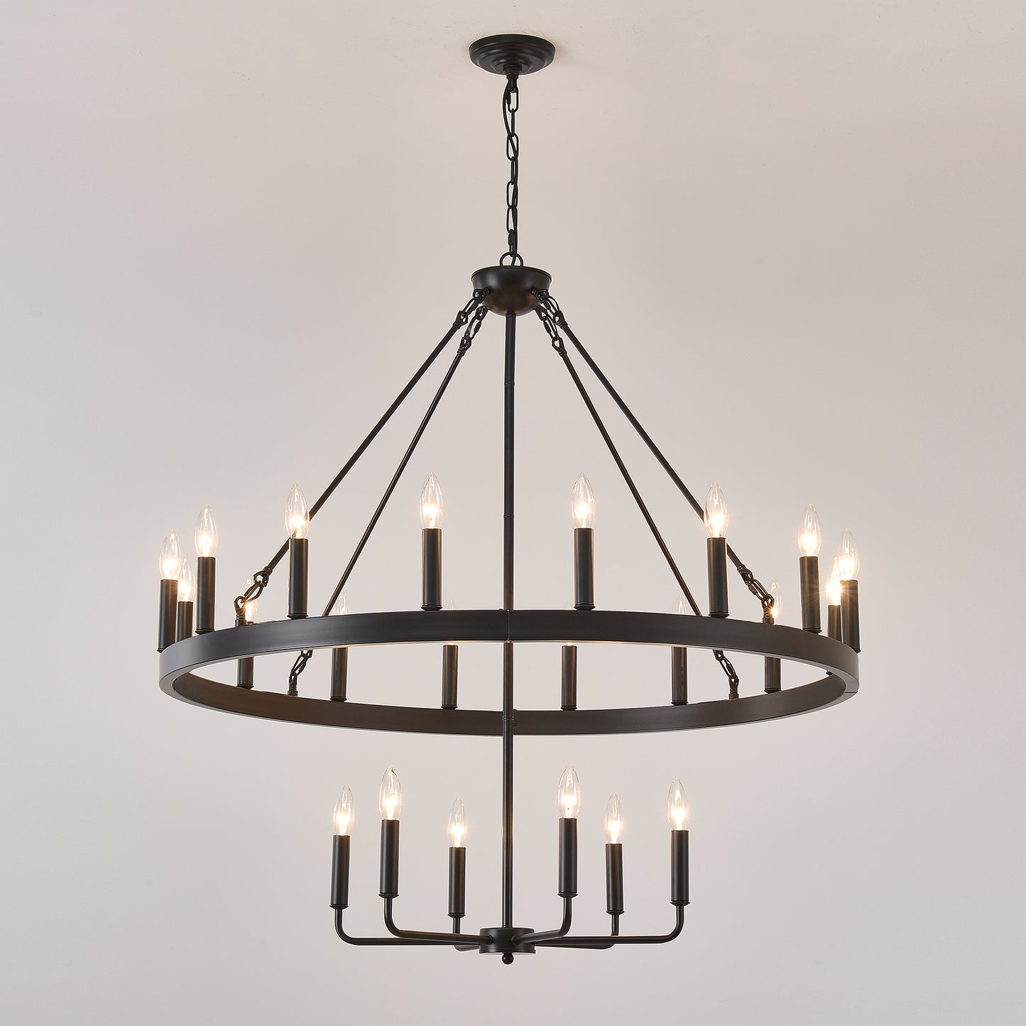 40" 2-Tier Wagon Wheel Farmhouse Chandelier, 22-Light - view 10