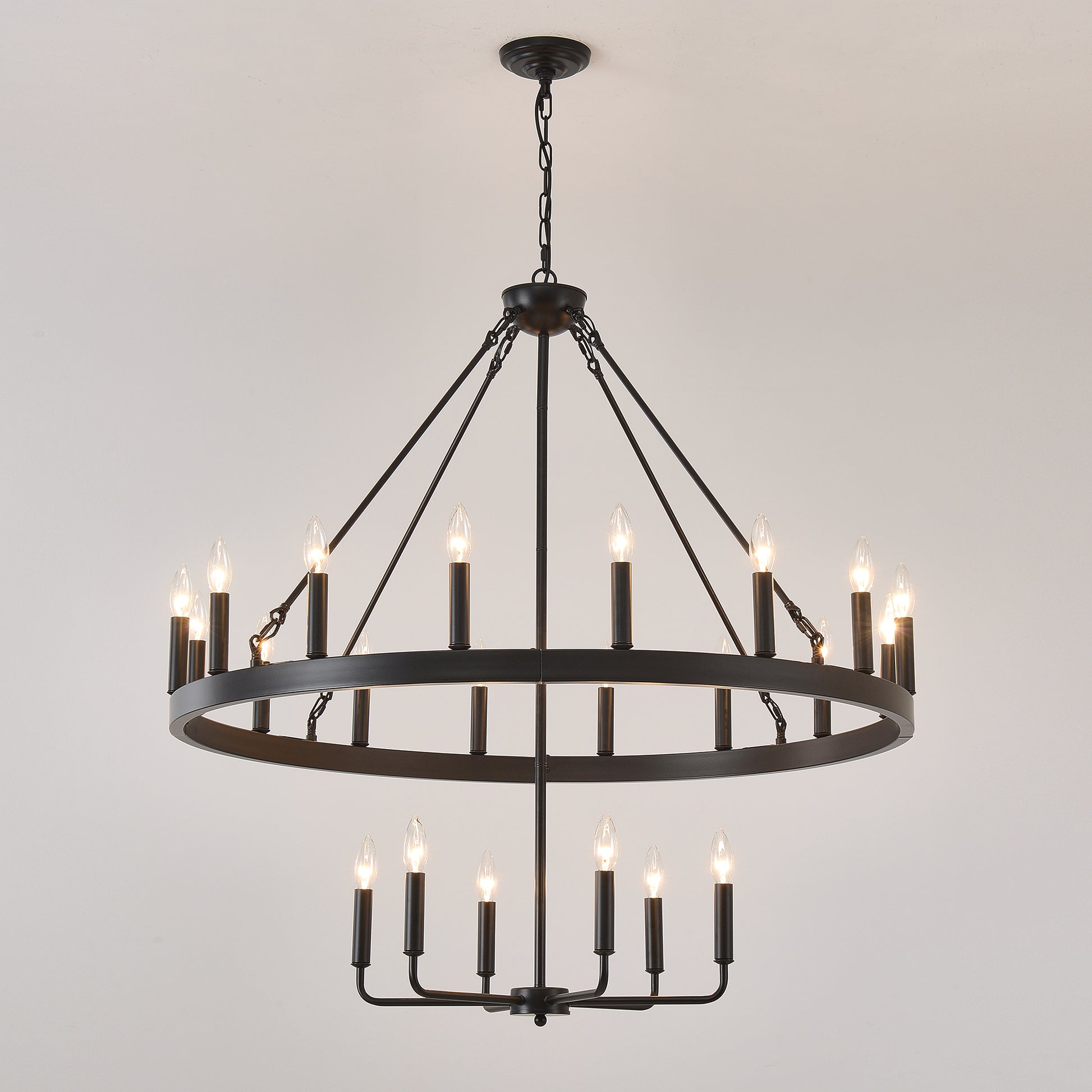 40" 2-Tier Wagon Wheel Farmhouse Chandelier, 22-Light - view 10