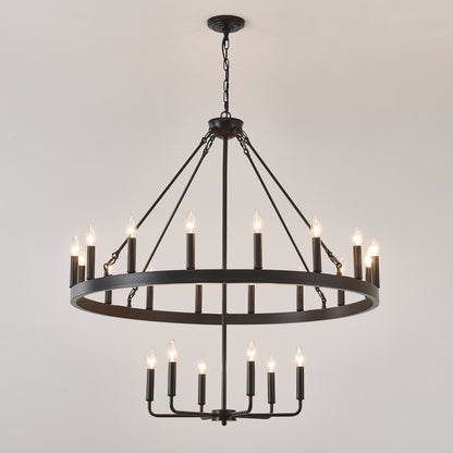 40" 2-Tier Wagon Wheel Farmhouse Chandelier, 22-Light - view 10