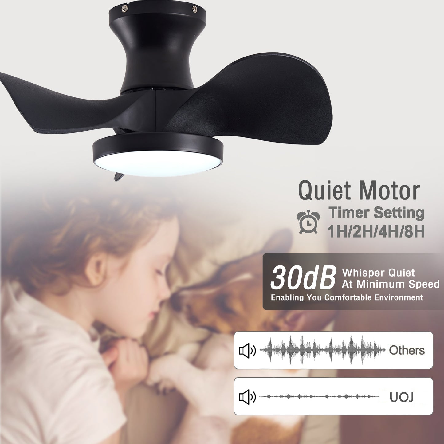 Matte Black Ceiling Fan with Light & Remote - view 10