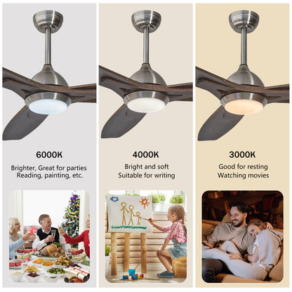 52" Nickel & Wood Reversible Ceiling Fan with Light - view 8