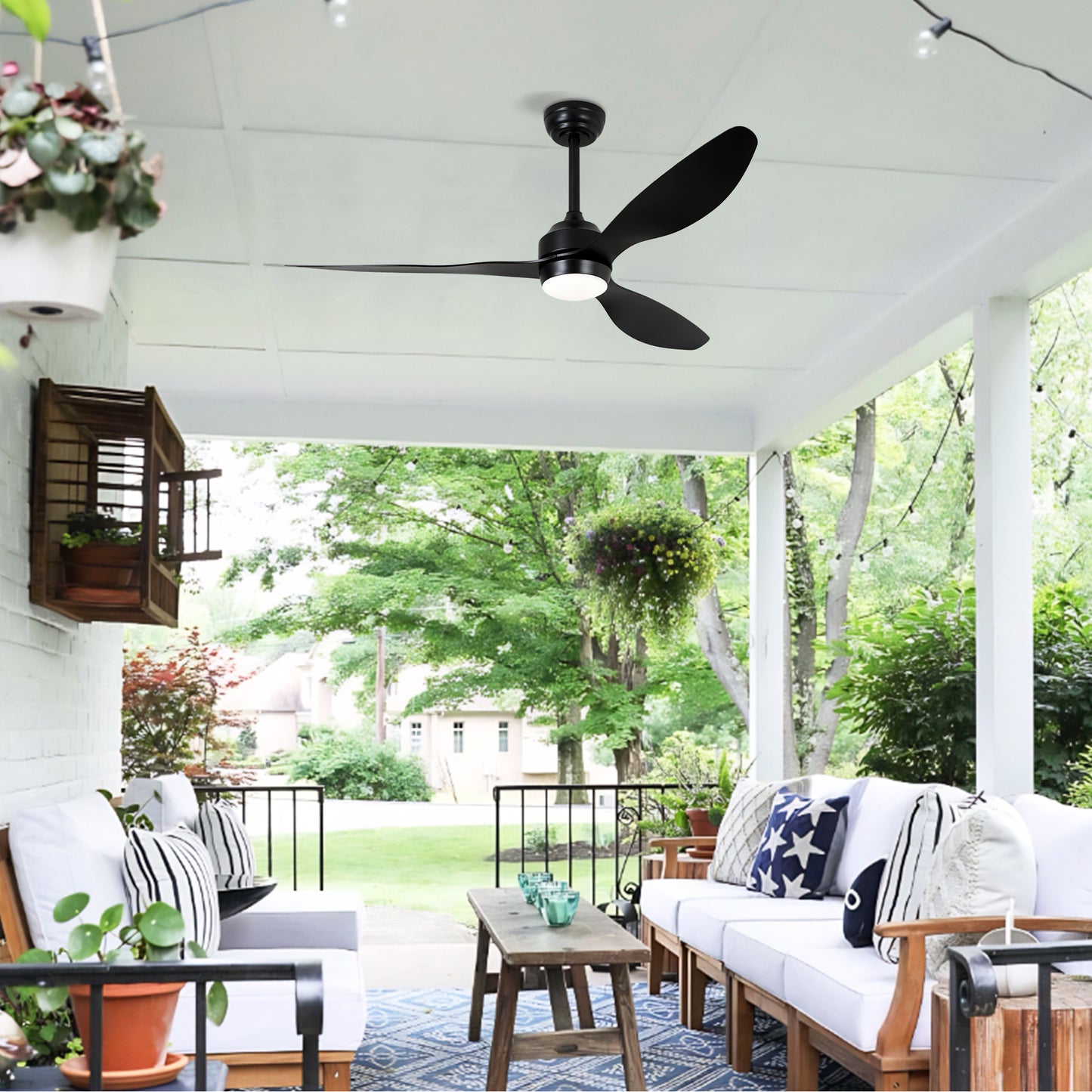 52" Matte Black 3-Blade Ceiling Fan with Light - view 28
