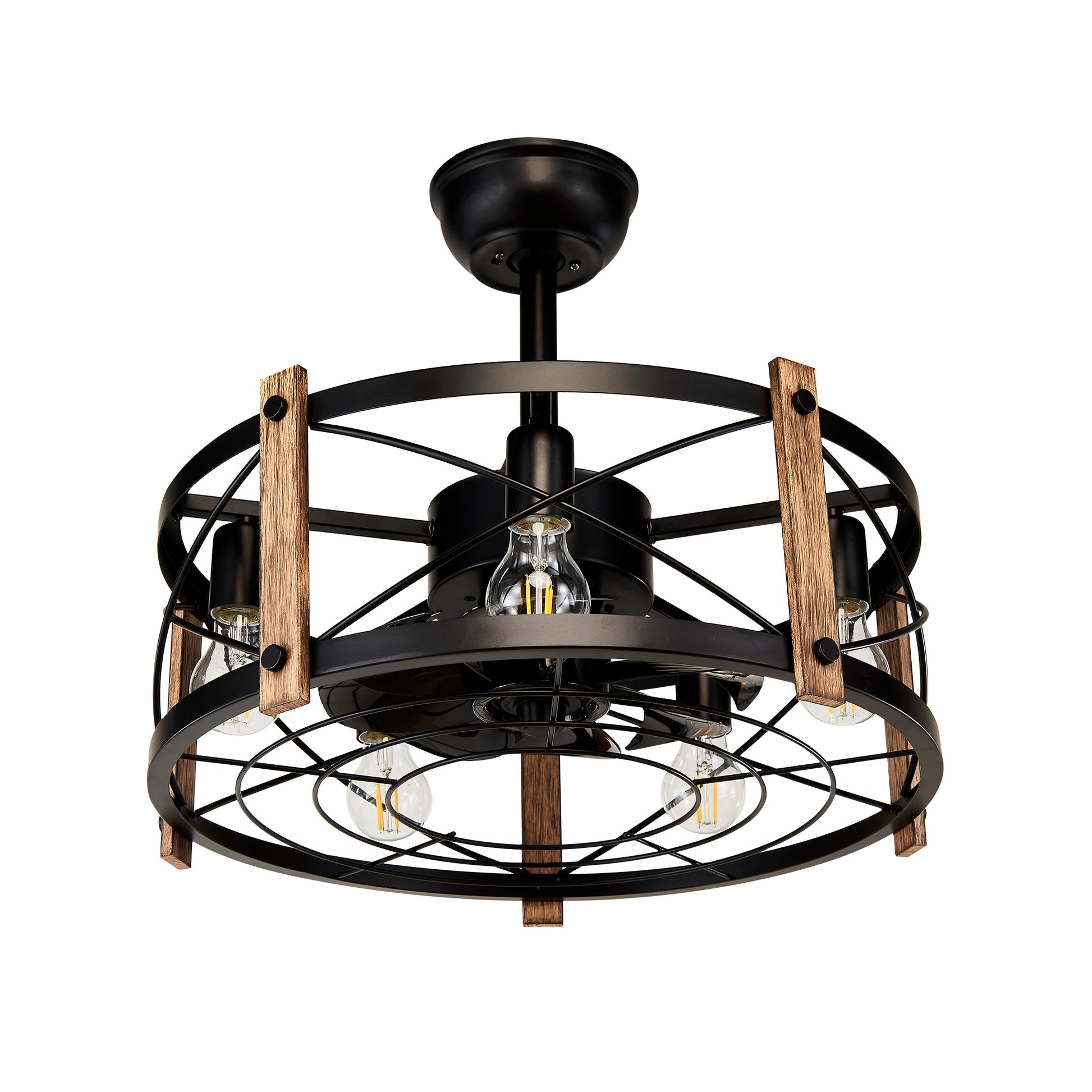 20" Matte Black Caged Chandelier Ceiling Fan with Remote - view 22