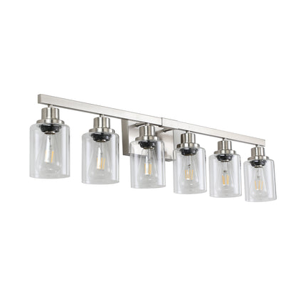 37" 6-Light Brushed Nickel Vanity Light with Clear Glass - view 10