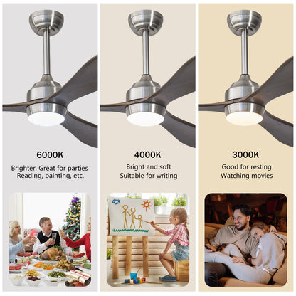 52" Nickel Solid Wood Ceiling Fan with Remote - view 9