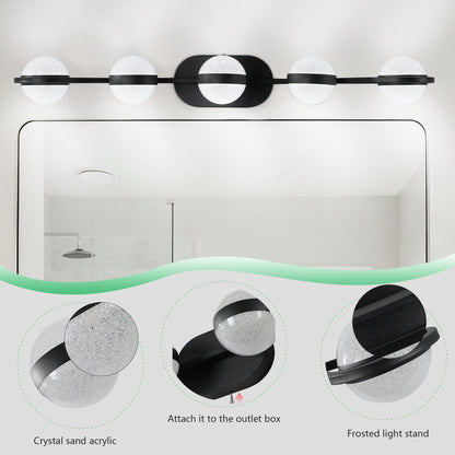 5-Light Black Vanity Light with Frosted Glass Shades - view 7