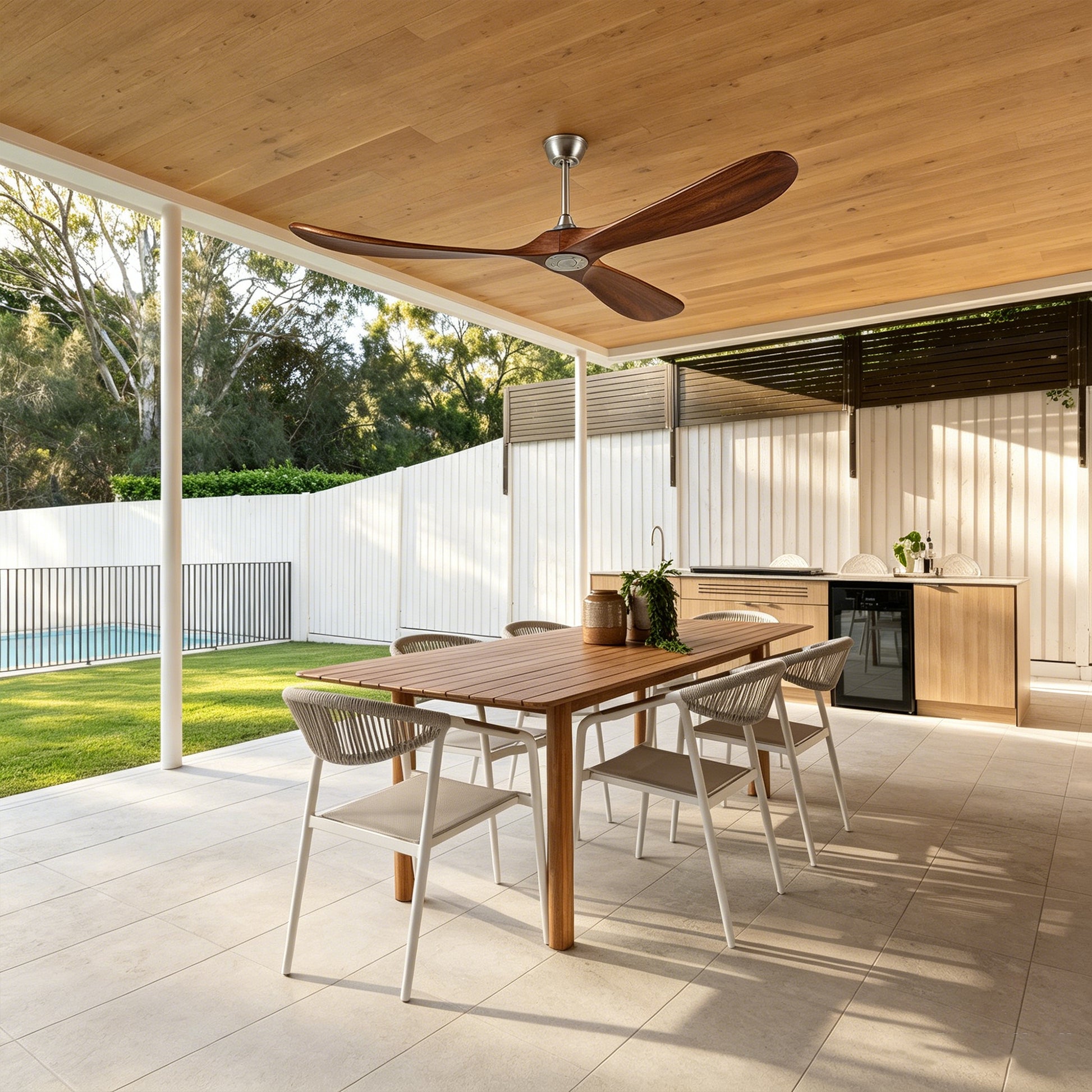 72" Walnut Solid Wood Ceiling Fan with Remote - view 9