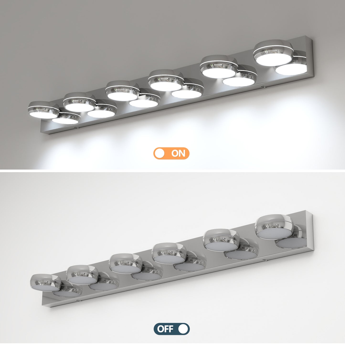 43" Modern 6-Light Chrome LED Vanity Light - view 6