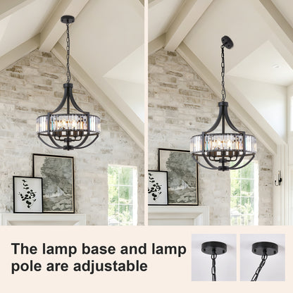 20" 5-Light Black Farmhouse Crystal Chandelier - view 4