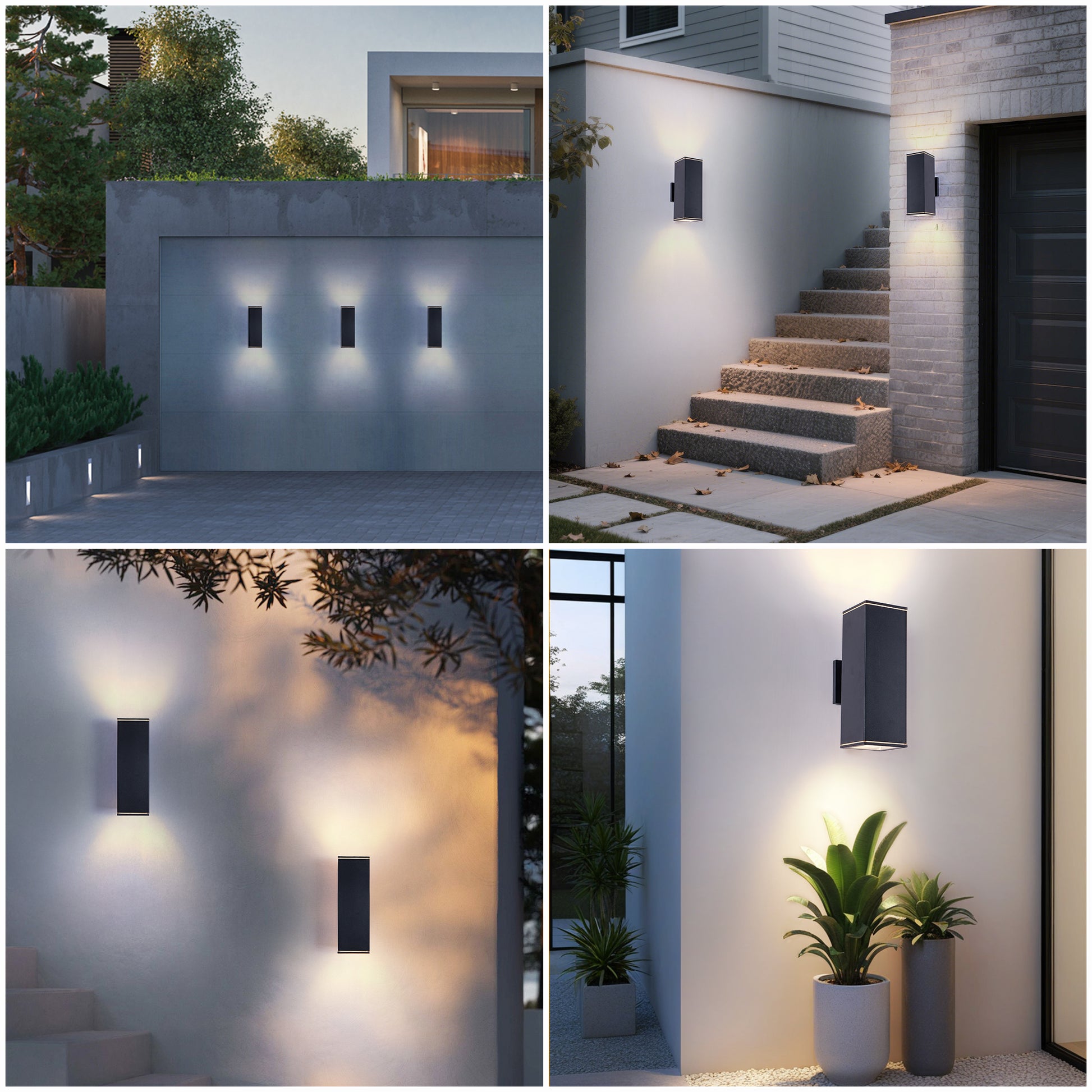14" Matte Black Outdoor Porch Wall Light, Set of 2 - view 8
