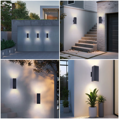 14" Matte Black Outdoor Porch Wall Light, Set of 2 - view 8