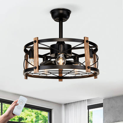 20" Matte Black Caged Chandelier Ceiling Fan with Remote - view 2