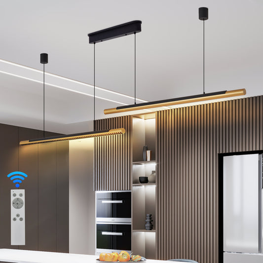 75" Black & Gold Dual Tube LED Pendant Light - view 2