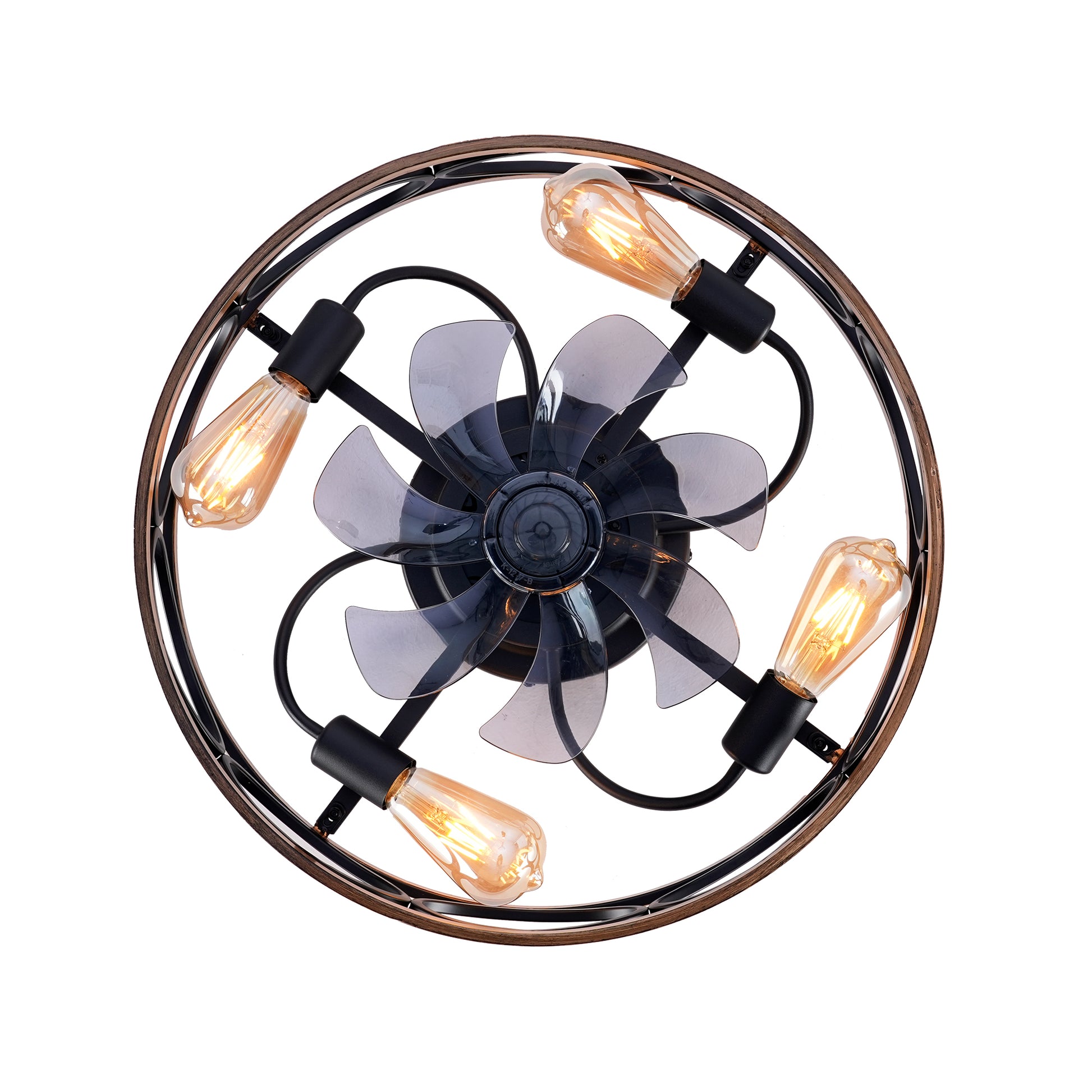 19" Matte Black Caged Ceiling Fan with Remote - view 18