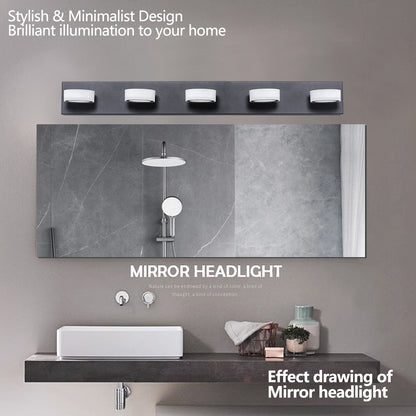 37" 5-Light Black LED Vanity Wall Light - view 4