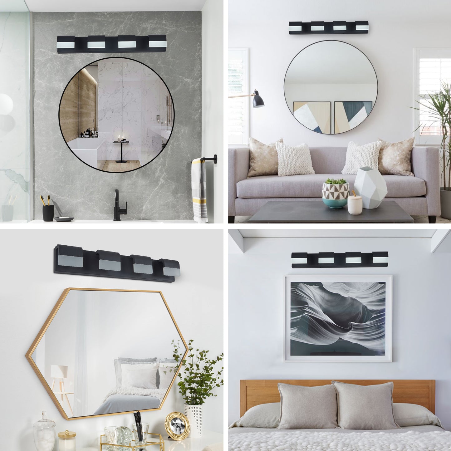4-Light Matte Black Acrylic Vanity Light - view 4