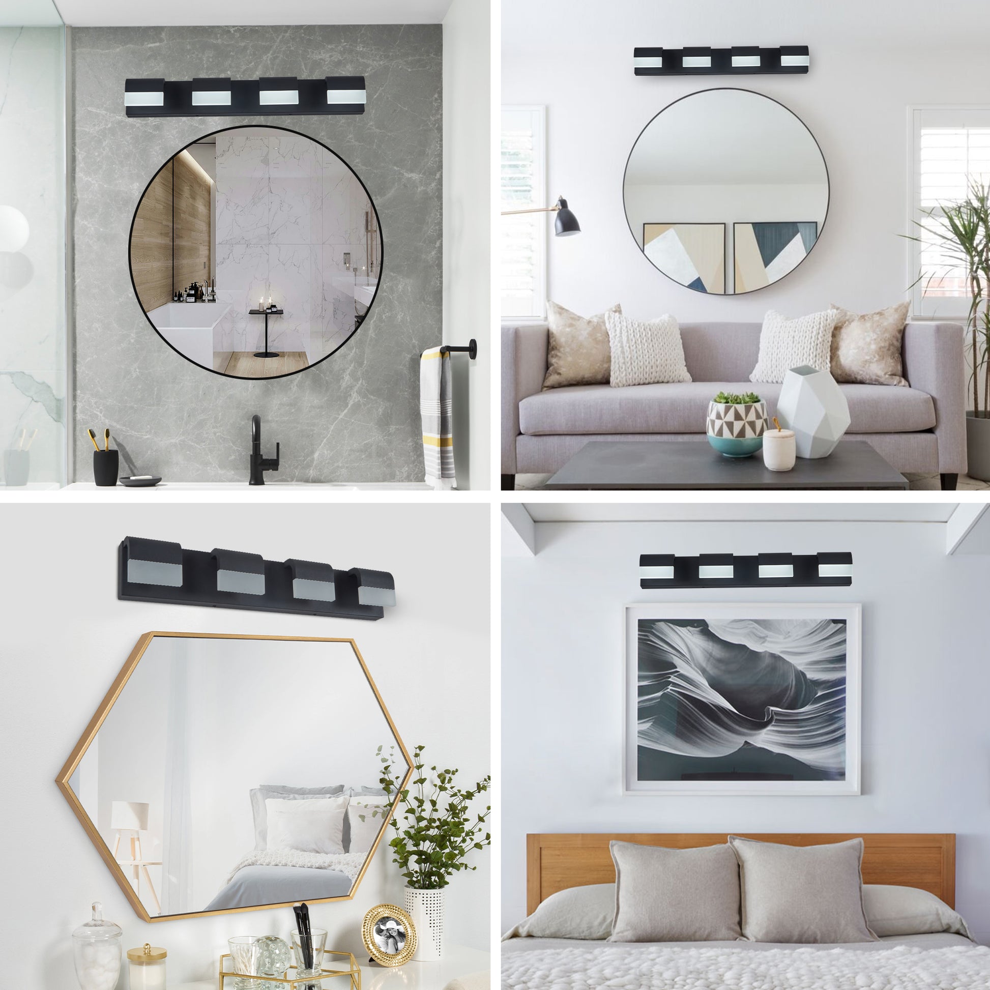 4-Light Matte Black Acrylic Vanity Light - view 4