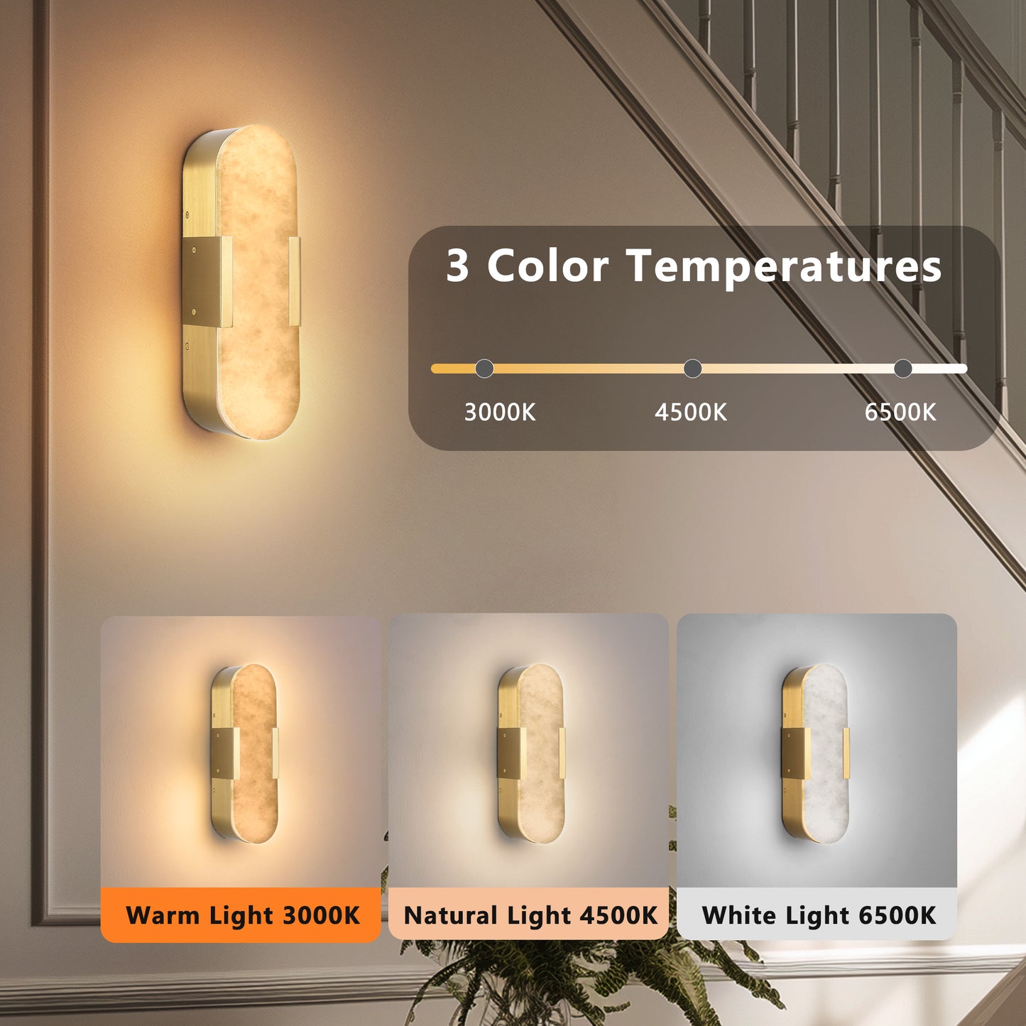 13.8" Natural Marble Gold Wall Sconce, Set of 2 - view 7