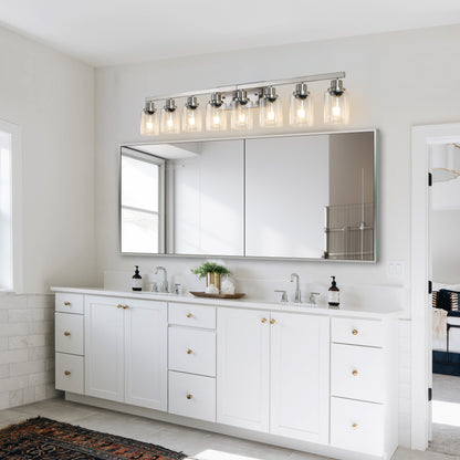51" 8-Light Brushed Nickel Vanity Light with Clear Glass - view 2