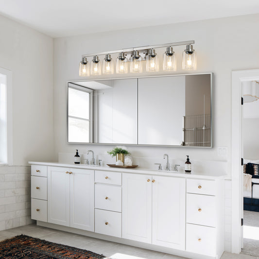 51" 8-Light Brushed Nickel Vanity Light with Clear Glass - view 2