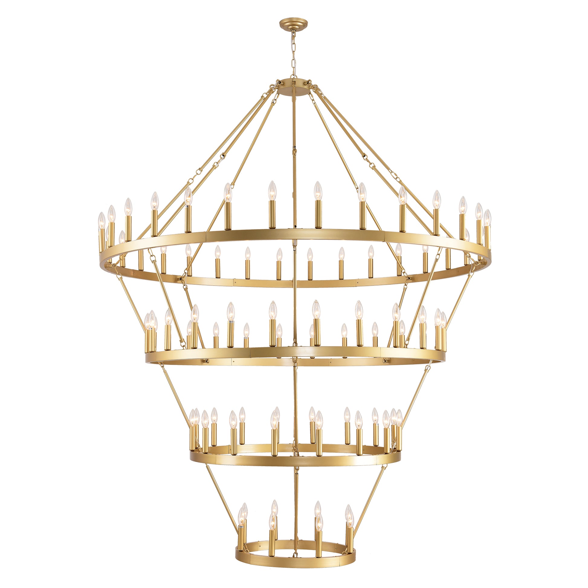 69.3" 4-Tier Gold Wagon Wheel Chandelier, 80-Light - view 14
