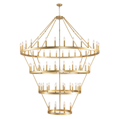 69.3" 4-Tier Gold Wagon Wheel Chandelier, 80-Light - view 14