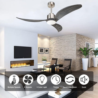 52" Nickel & Wood Ceiling Fan with Remote - view 13